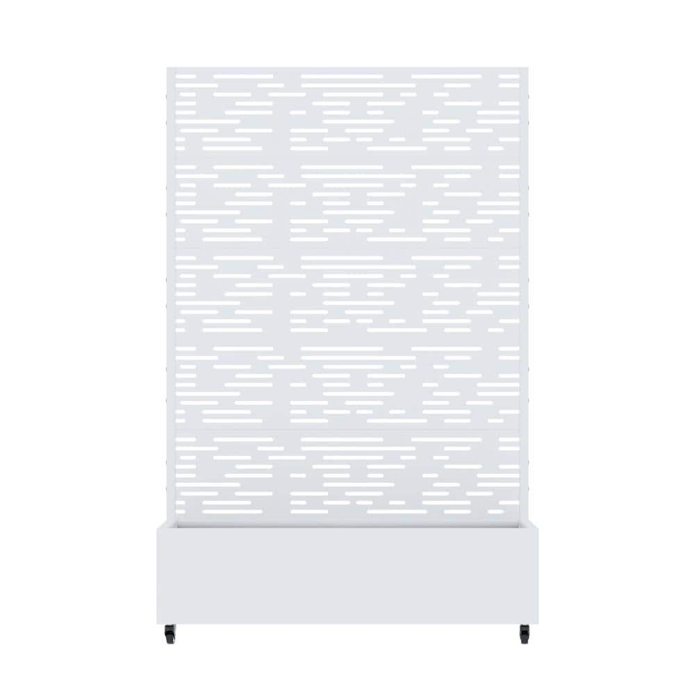 47 in. L x 16 in. W x 72 in. H White Wheeled Rectangular Iron Raised Planter with Horizontal Slit Trellis (1-Pack) price history on PriceWatchPro