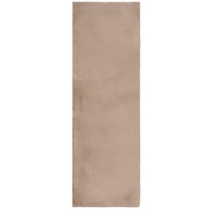 Piper Taupe 2 ft. x 7 ft. Solid Polyester Runner Rug