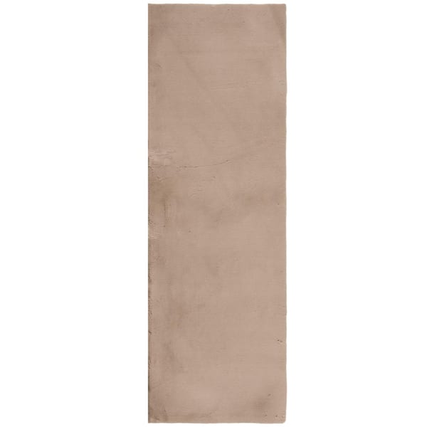 Piper Taupe 2 ft. x 7 ft. Solid Polyester Runner Rug