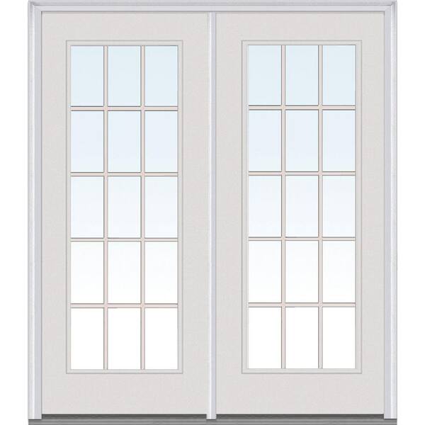 Milliken Millwork 72 in. x 80 in. Classic Clear Glass Builder's Choice Steel Prehung Left-Hand Inswing 15 Lite GBG Patio Door