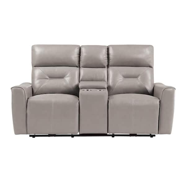 EVERGLADE HOME Brimmer 73 in. Square Arm Faux Leather Straight in Gray
