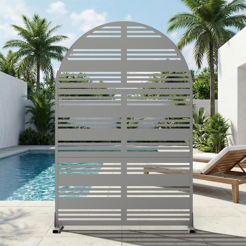 47 in. W x 72 in. H Light Gray Galvanized Steel No Dig Horizontal Louver Outdoor Privacy Screen (1-Pack) price history on PriceWatchPro