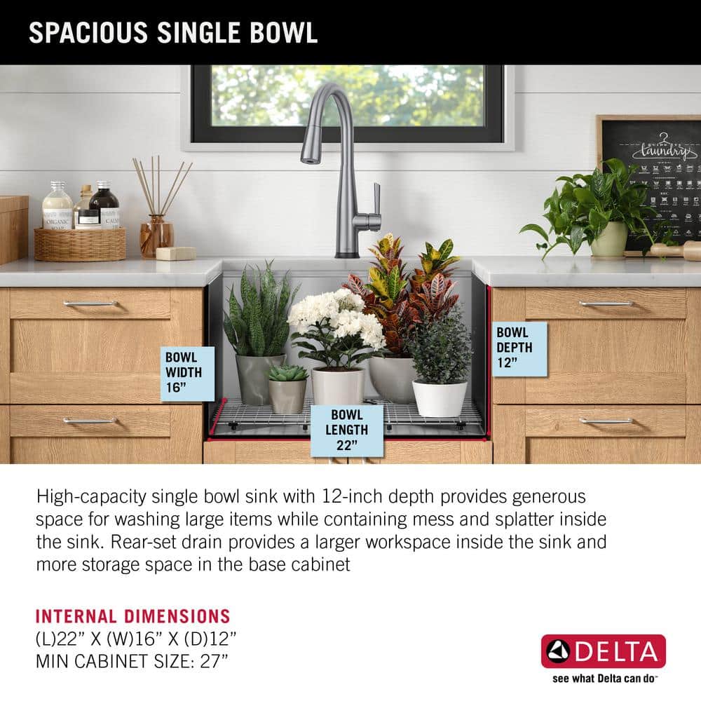 Delta 24-Inch Stainless Steel Undermount Workstation Sink