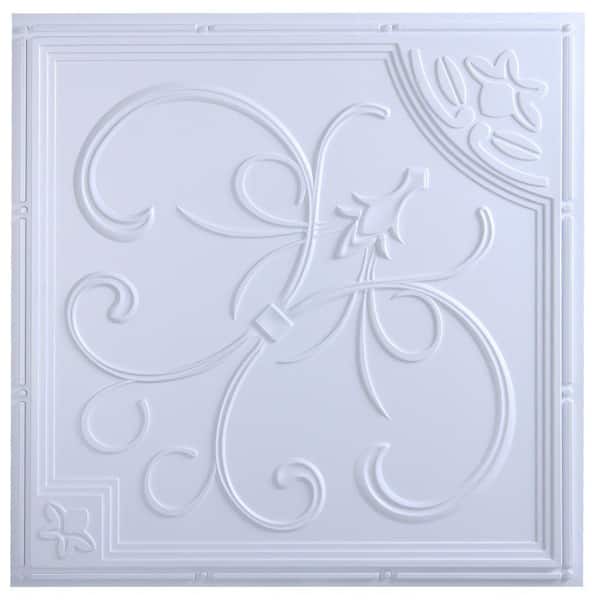 uDecor New Orleans 2 ft. x 2 ft. Lay-in or Glue-up Ceiling Tile in White (40 sq. ft. / case)
