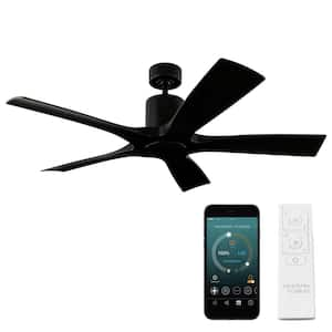 Aviator 54 in. Smart Indoor/Outdoor 5-Blade Ceiling Fan Matte Black with Remote Control