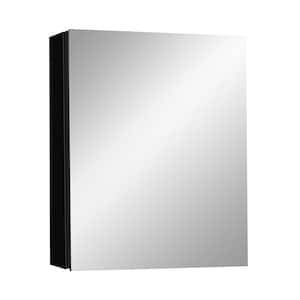 23 in. W x 30 in. H Rectangular Black Aluminum Recessed/Surface Mount Medicine Cabinet with Mirror