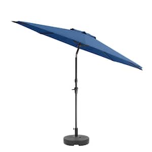 10 ft. Aluminum Wind Resistant Market Tilting Patio Umbrella and Base in Blue