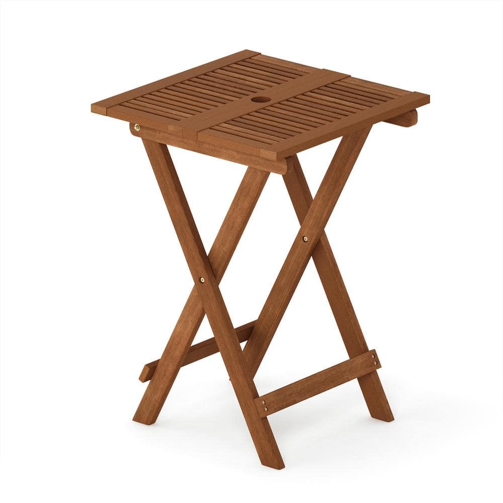 Furinno Tioman Teak Oil Hardwood Folding Outdoor Side Table FG18065