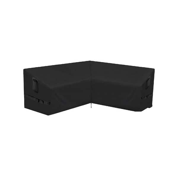 30 in. H Black Waterproof L-Shaped Sectional Sofa Cover