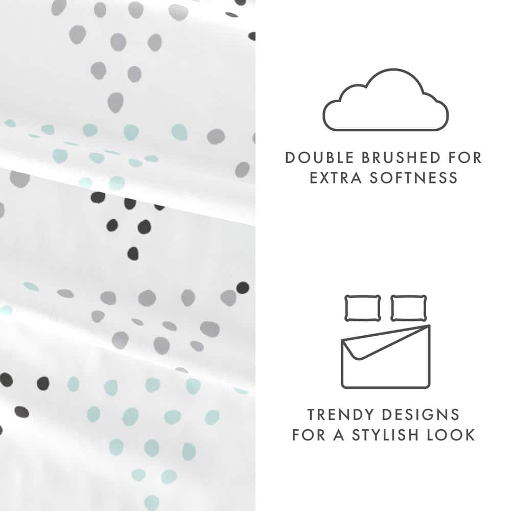 Full Gray Polka Dot Microfiber Deep Pocket Sheet Set