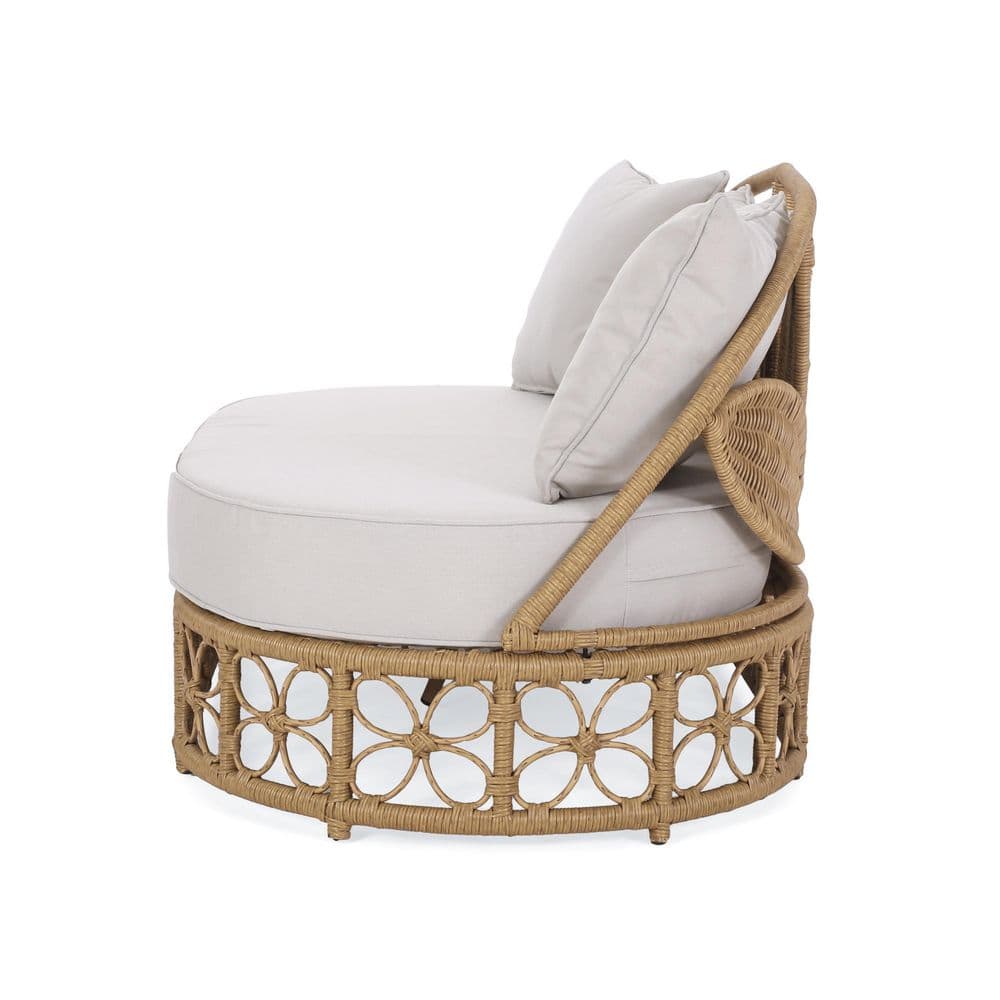 Stetson Beige and Light Brown Wicker Outdoor Daybed with Pillows