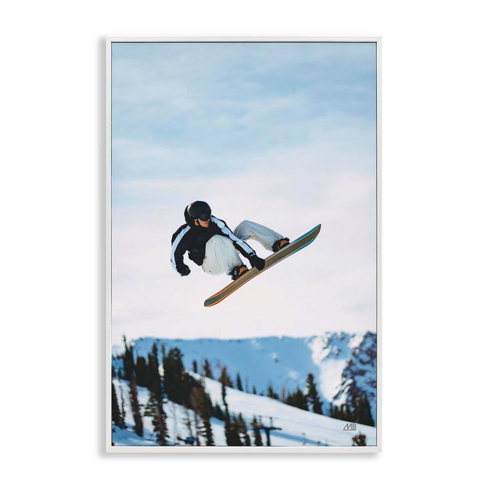 Snowboarder Air Tricks by Max Blakesberg Studios White Framed Sports Giclee Art Print 30 in. x 20 in. price history on PriceWatchPro