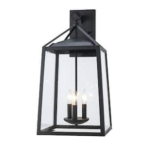 Blakeley 3-Light Black Extra Large Outdoor Wall Light Fixture with Clear Beveled Glass