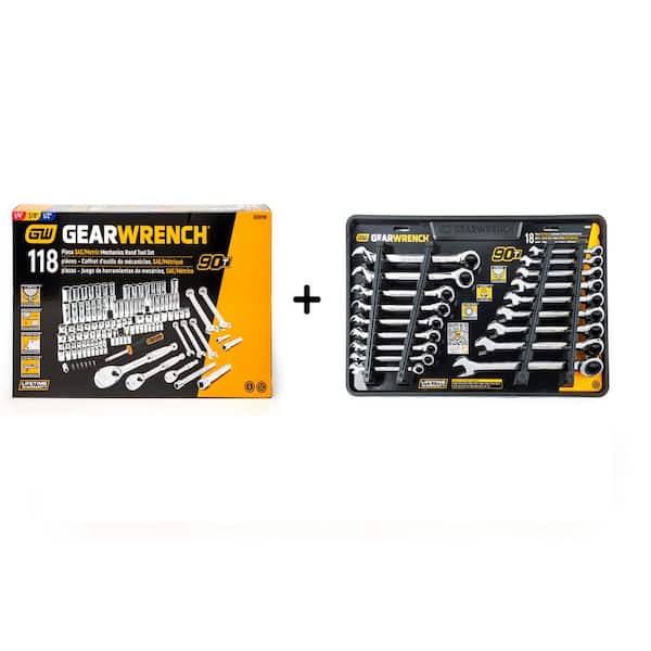 GEARWRENCH 83001698COMBO 1/4 in. and 3/8 in. SAE/Metric Mechanics Tool Set with Combination Ratcheting Wrenches (124-Piece) - 3