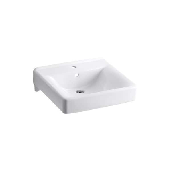 Soho Wall-Mount Vitreous China Bathroom Sink in White with Overflow Drain