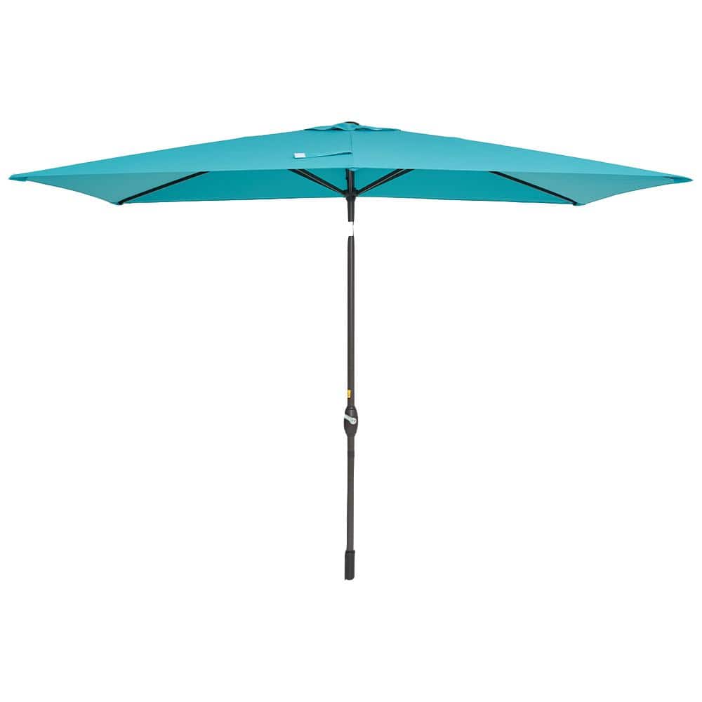 10 ft. x 6.5 ft. Aluminum Market Patio Umbrella in Lake Blue