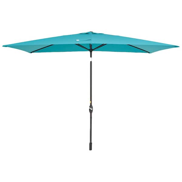 Unbranded 10 ft. x 6.5 ft. Outdoor Market Tilt Patio Umbrella in Teal for Garden and Deck