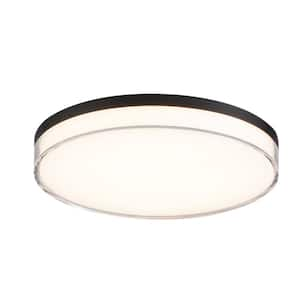 Vantage 11 in. 1-Light Black LED Flush Mount with Acrylic Shade