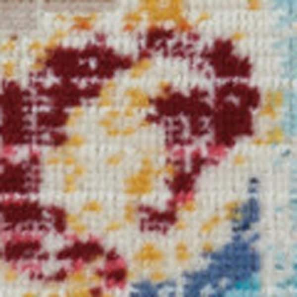 2 ft. x 6 ft. Blue Floral Washable Area Rug