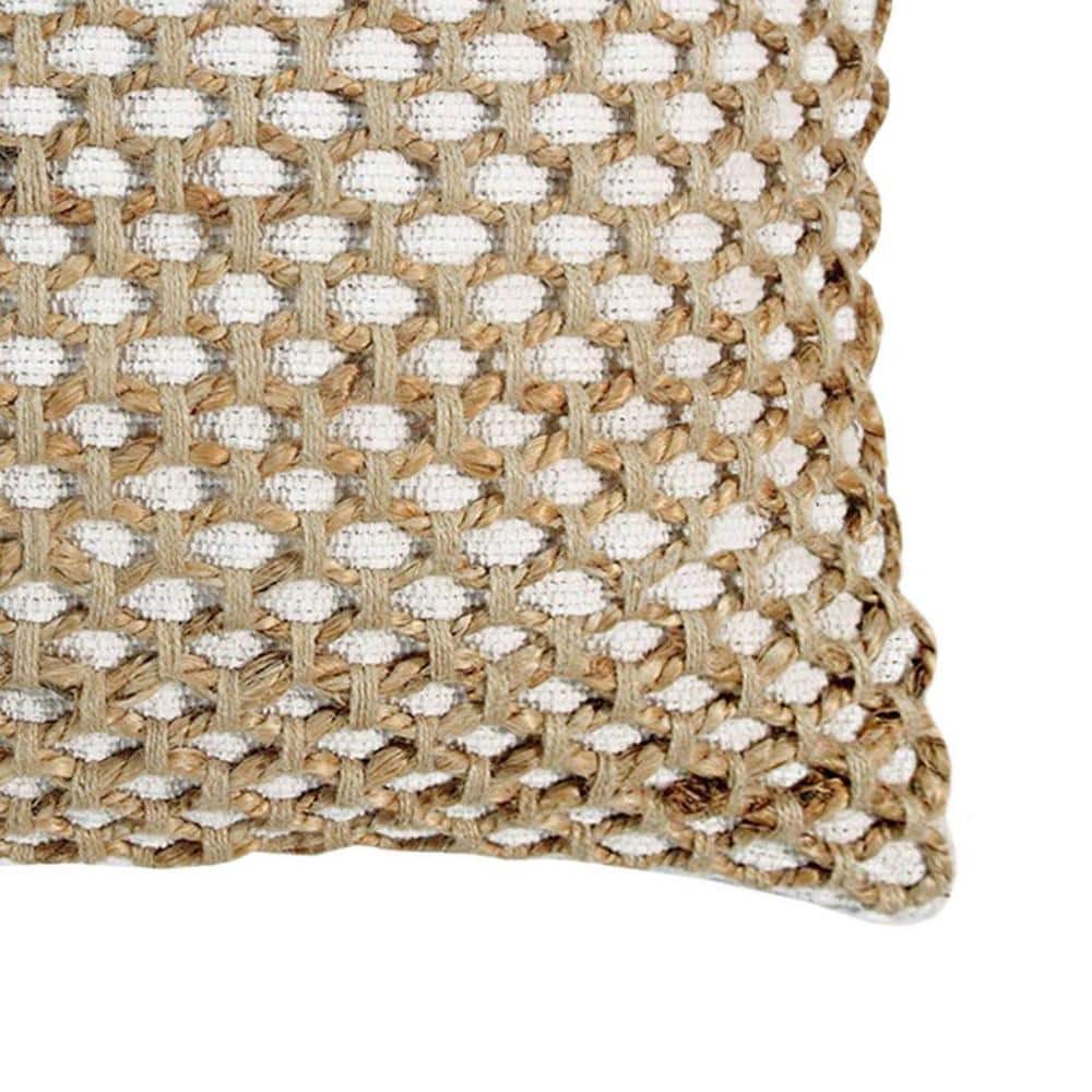 Jada Chic White Cotton & Jute 20" Decorative Pillow