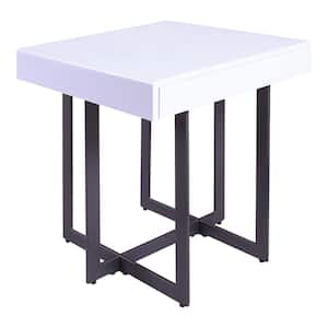 Belaire 22 in. White and Gun Metal Square MDF End Table