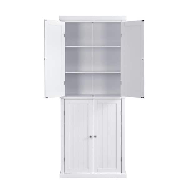 Siavonce White Freestanding Tall Kitchen Pantry, 72.4 in. H 