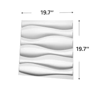 19.7 in. x 19.7 in. White PVC 3D Wall Panels Wave Wall Design (12-Pack)