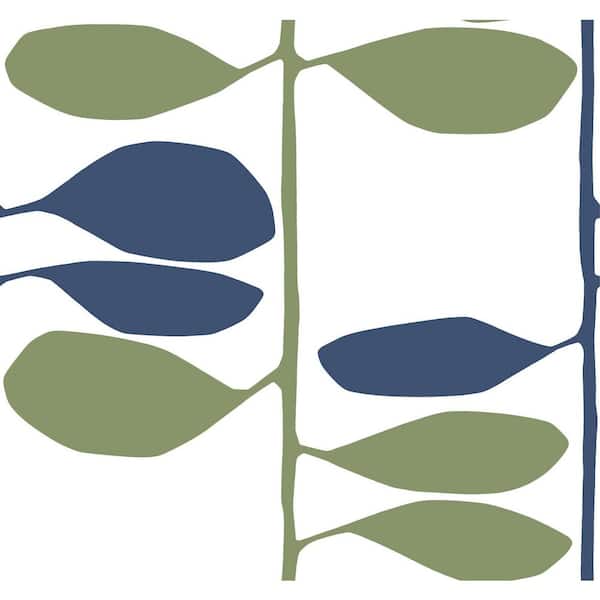 Green Sculpted Vines Alpine and Ultramarine Wallpaper
