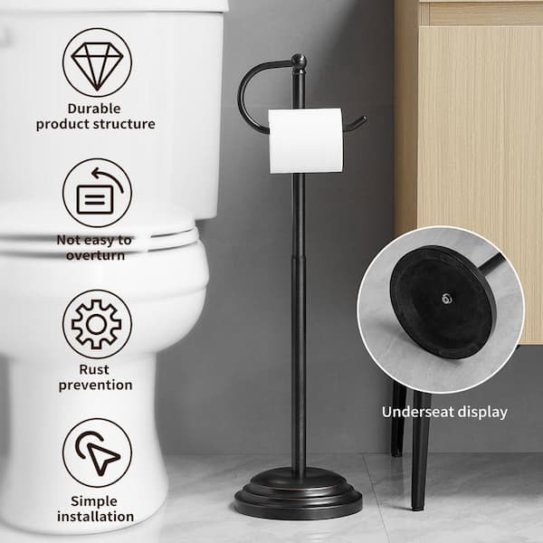 FreeStanding Toilet Paper Holder Roll Holder Tissue Rolls Holder Stand with Reserve in Oil Rubbed Bronze
