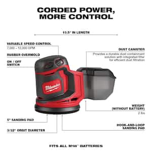 M18 18V Lithium-Ion Cordless 5 in. Random Orbit Sander with Multi-Tool and (2) 2.0 Ah Compact Batteries