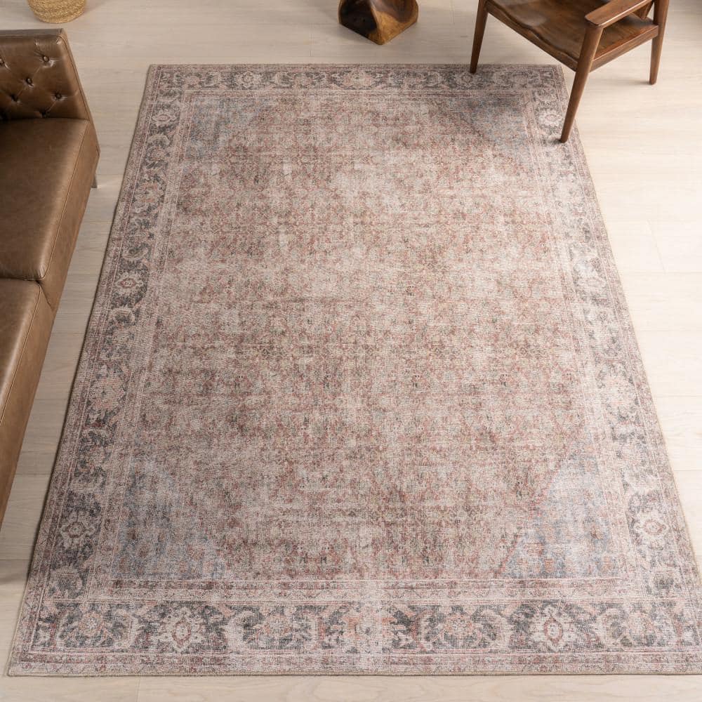 Hillstone Red and Beige Rectangular Synthetic Area Rug