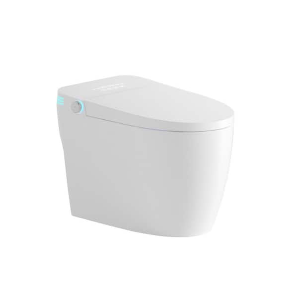 Elijah Tankless Elongated Smart Toilet Bidet 1.28 GPF in White with 1-piece Bidet Toilet Seat, Auto Flush, Heated Seat