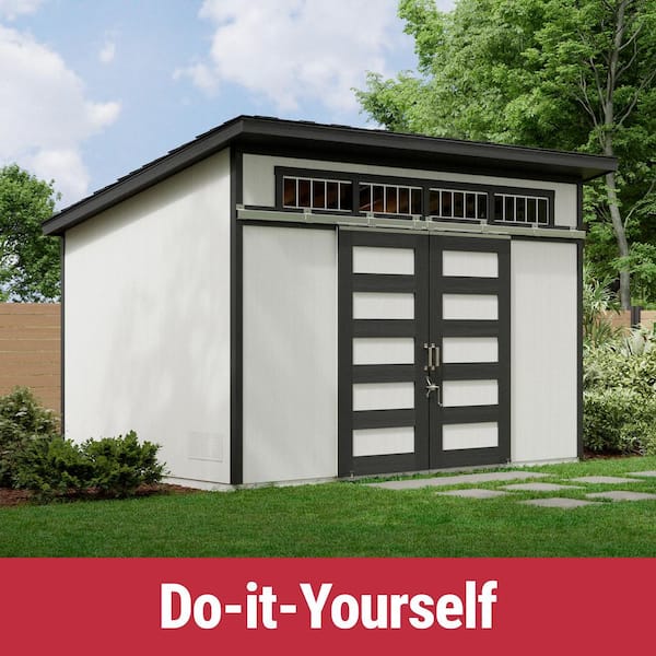 Do-It Yourself Palisade 12 ft. x 8 ft. Wood Garden Shed Storage with Smartside, Fixed Windows and Barn Door (96 sq. ft.)
