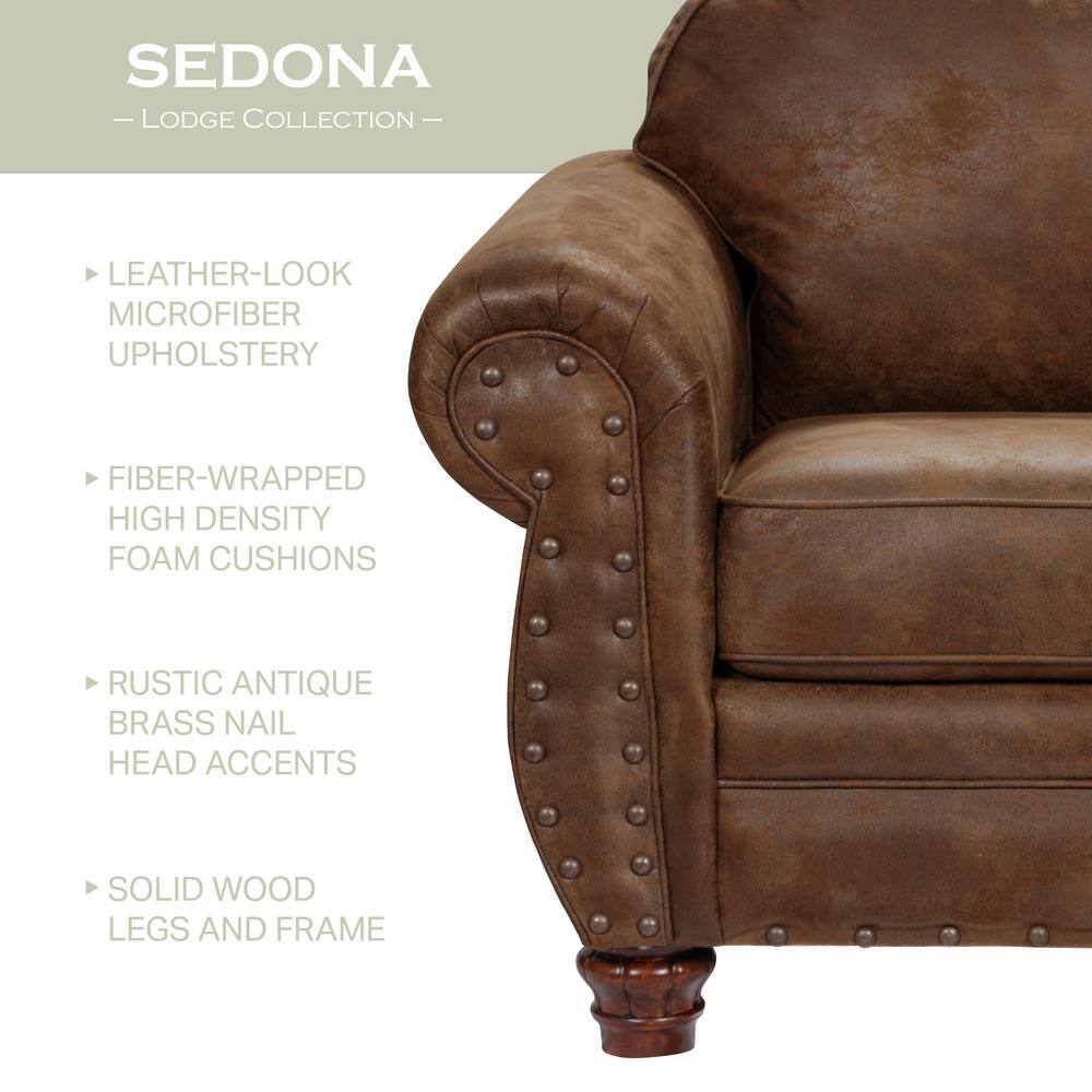 Sedona Brown Microfiber Ottoman with Nailhead Accents