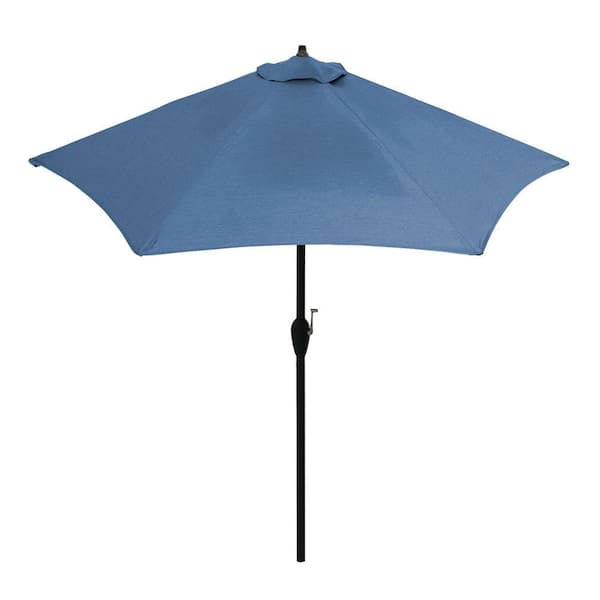 Hampton Bay 9 ft. Aluminum Patio Umbrella in Sunbrella Canvas Sapphire with Push-Button Tilt