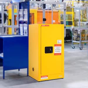 Flammable Safety Cabinet 18 in. W x 18 in. D x 35 in. H Galvanized Steel Adjustable Shelf Storage Safety Cabinet Yellow