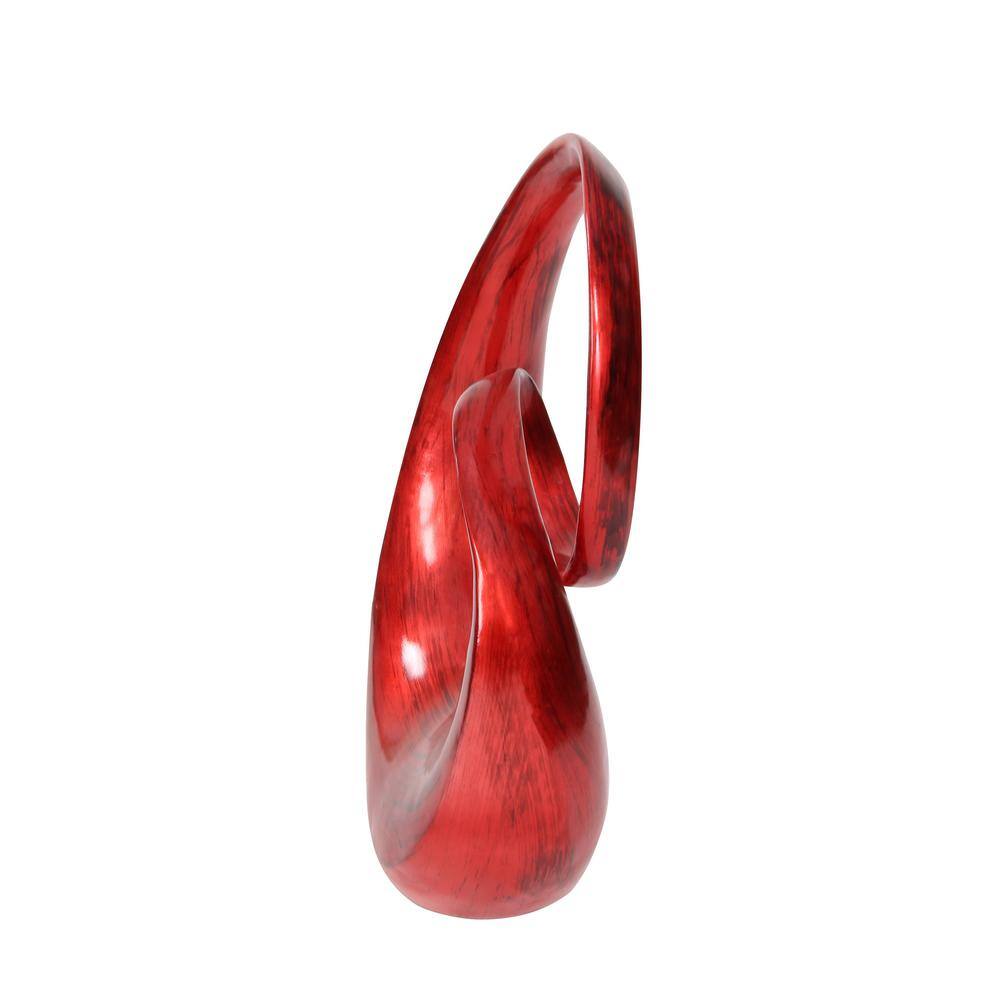 Red Polystone Abstract Swirl Decorative Sculpture