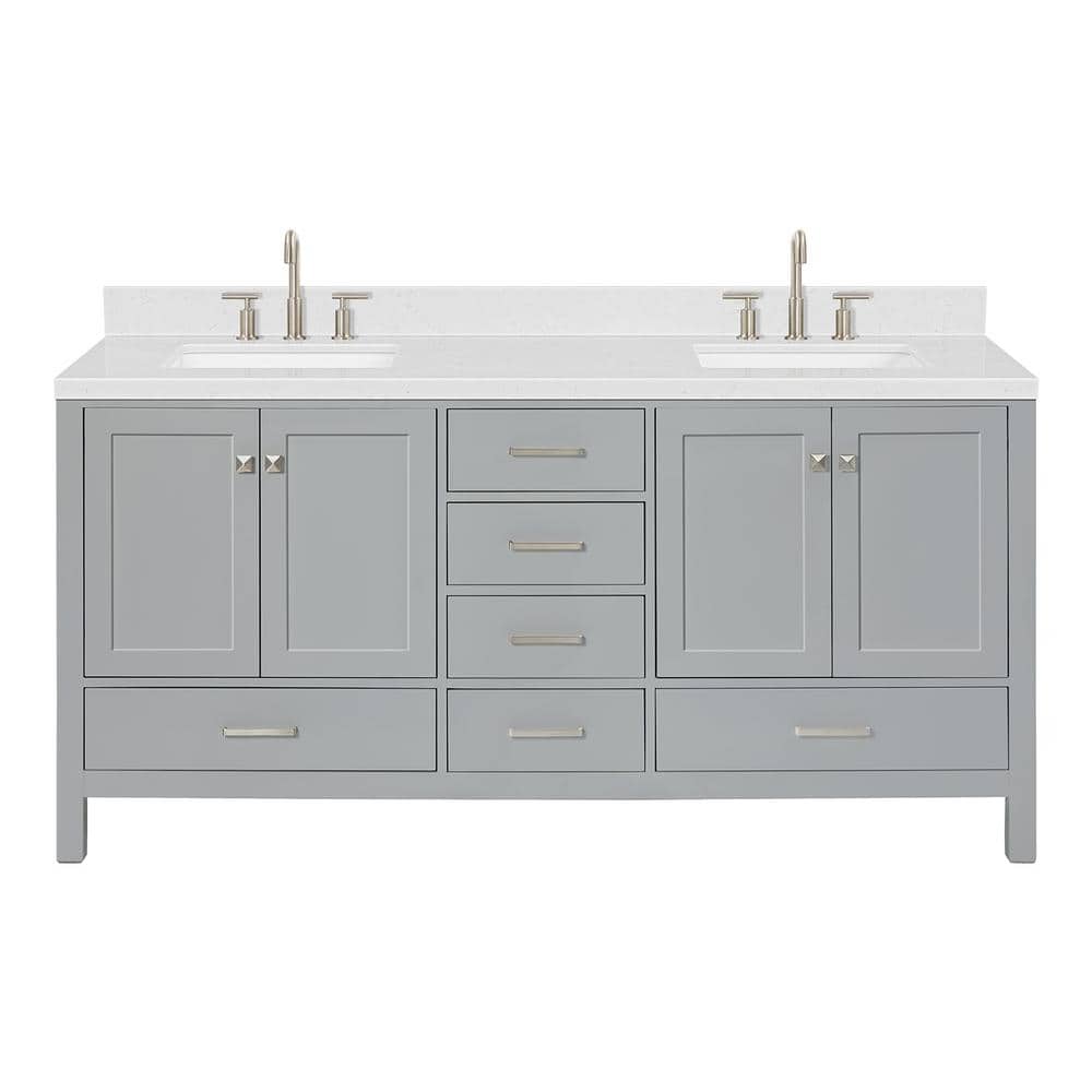 Cambridge 72" Gray Double Sink Vanity with Quartz Top