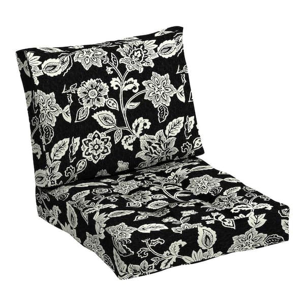 ARDEN 24 in. x 18 in. Outdoor Plush Modern Tufted Blowfill Deep Seat Lounge Chair Cushion Ashland Black Jacobean