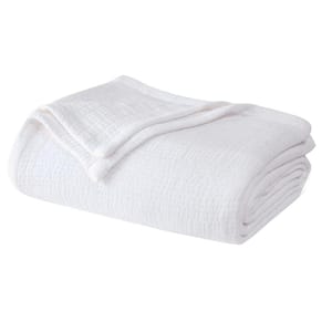 Matelasse Organic Cotton Twin XL Blanket in White