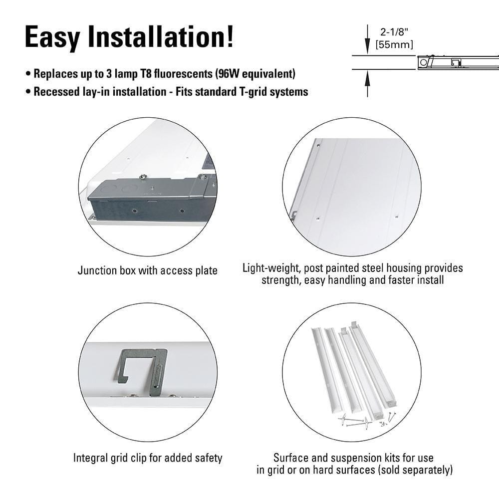 Sleek 2x4 White Aluminum 4500 Lumen LED Panel Light for Indoor/Outdoor