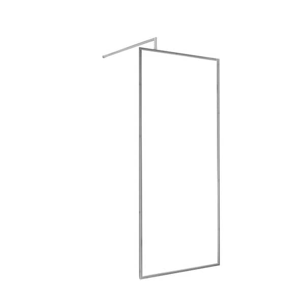 Mediterraneo 36 in. W x 76-3/4 in. H Fixed Shower Door Glass Panel in Chrome with Clear Glass