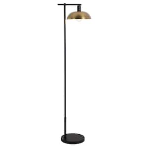 Conan 68 in. Blackened Bronze/Antique Brass Metal Standard Floor Lamp with Metal Shade