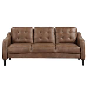 Wall Stone 77 in. W Slope Arm Microfiber Rectangle Sofa in Brown