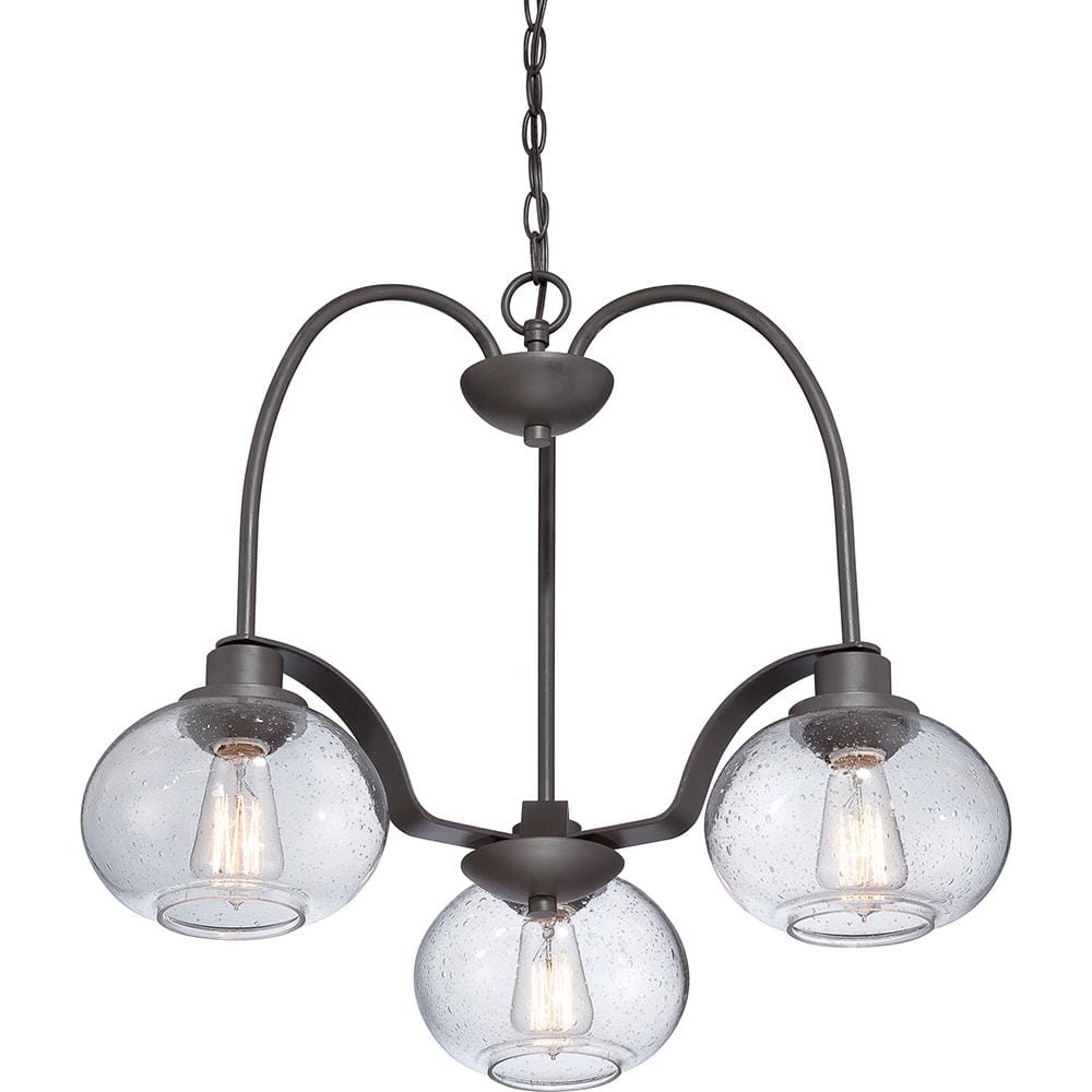 Old Bronze Mini Chandelier with Clear Seedy Glass Shades