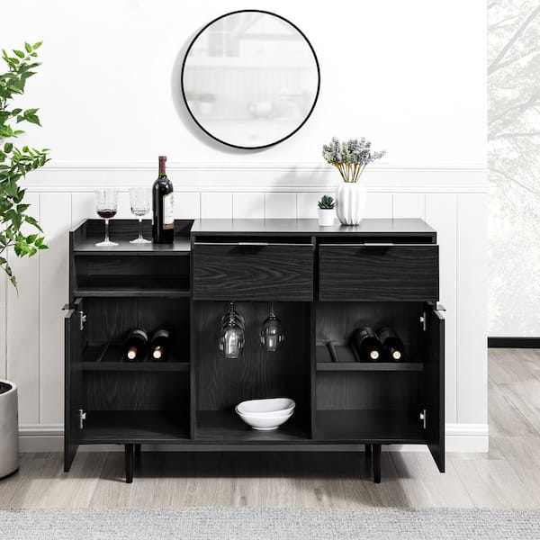 Walker Edison Furniture Company Graphite Wood Modern Bar Storage Cabinet with Reversible Bottle Shelves