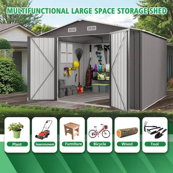 10 ft. W x 12 ft. D Metal Outdoor Metal All-Weather Storage Shed w