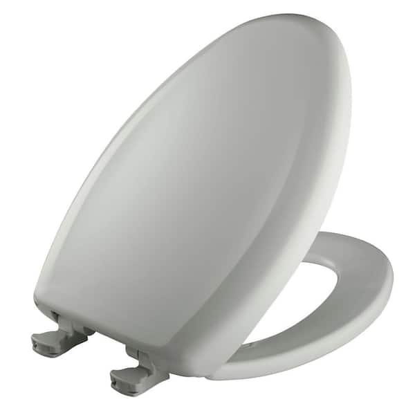 BEMIS Soft Close Elongated Plastic Closed Front Toilet Seat in Ice Gray Removes for Easy Cleaning and Never Loosens