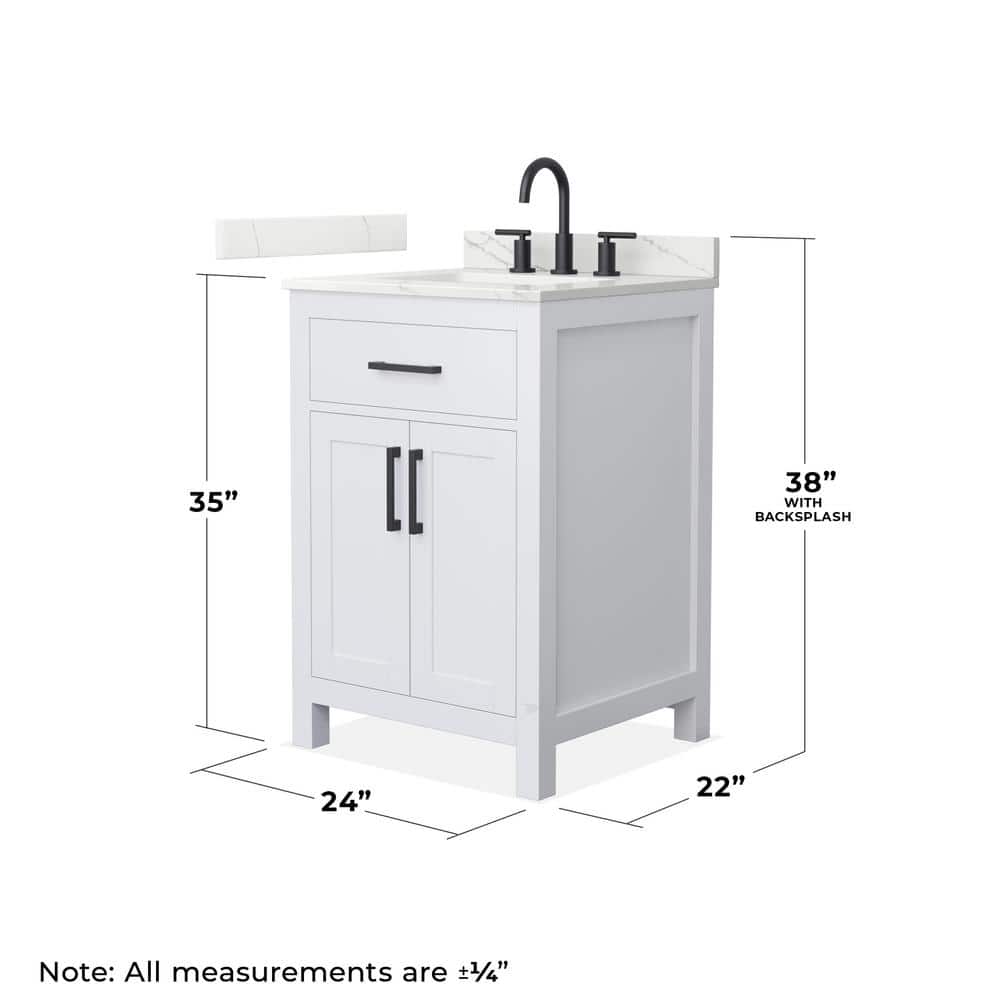 Beckett 24" White Freestanding Vanity with Quartz Top