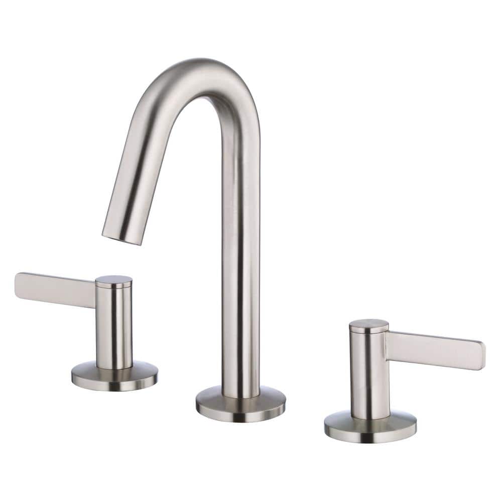 Amalfi Brushed Nickel Widespread Bathroom Faucet with Drain Assembly